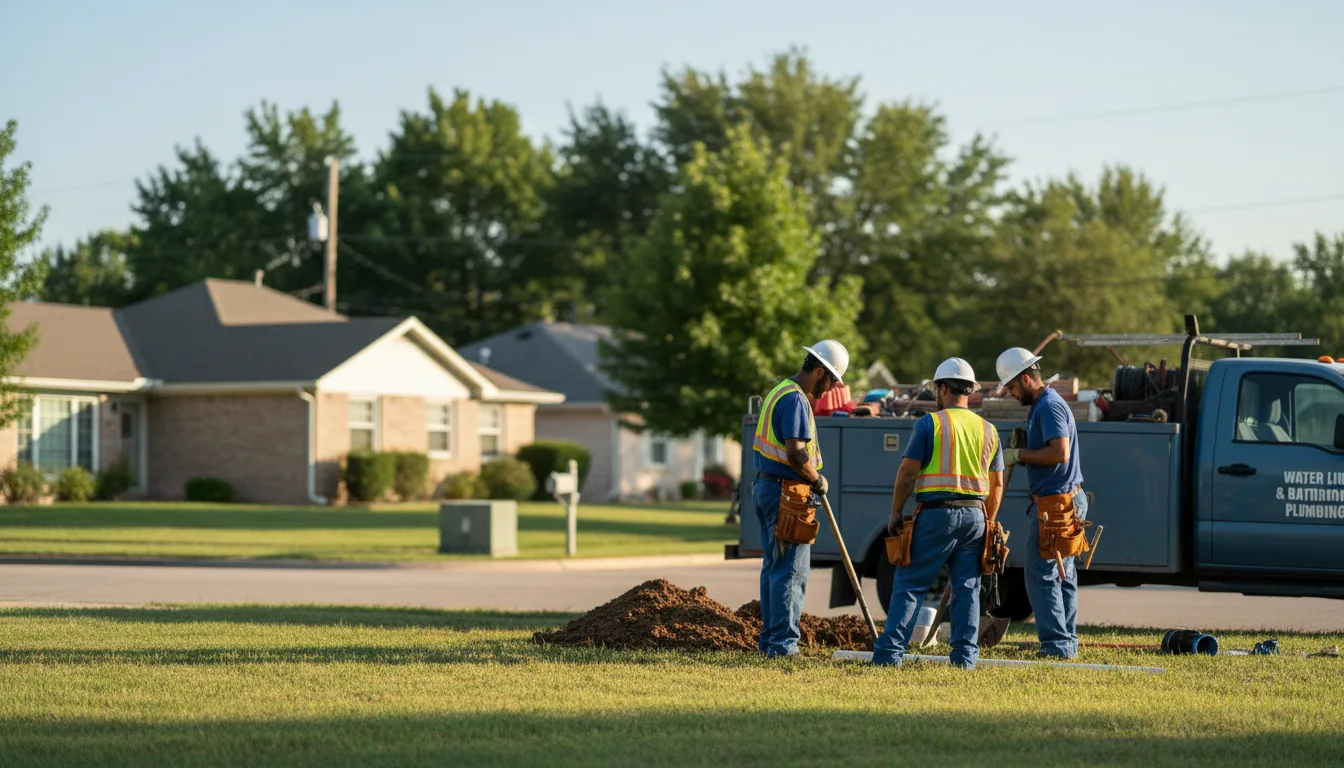 Residential water line and bathroom plumbing service in West Mineral, KS